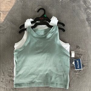 Women's 2 Pack Teal & White Padded Tank Tops